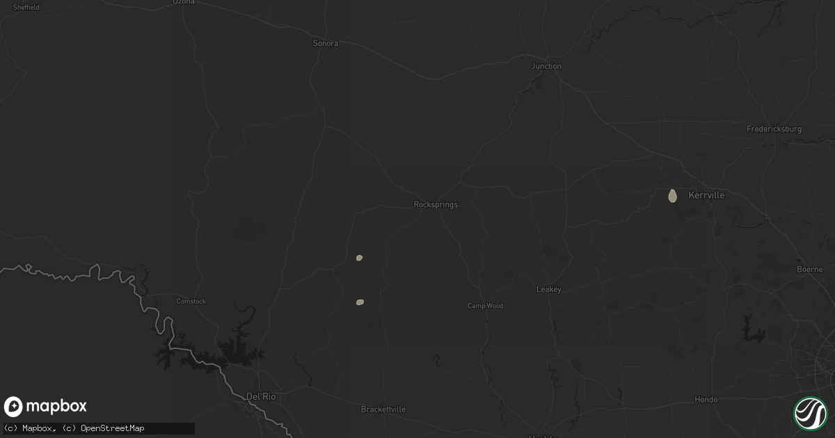 Hail map in Rocksprings, TX on August 1, 2026