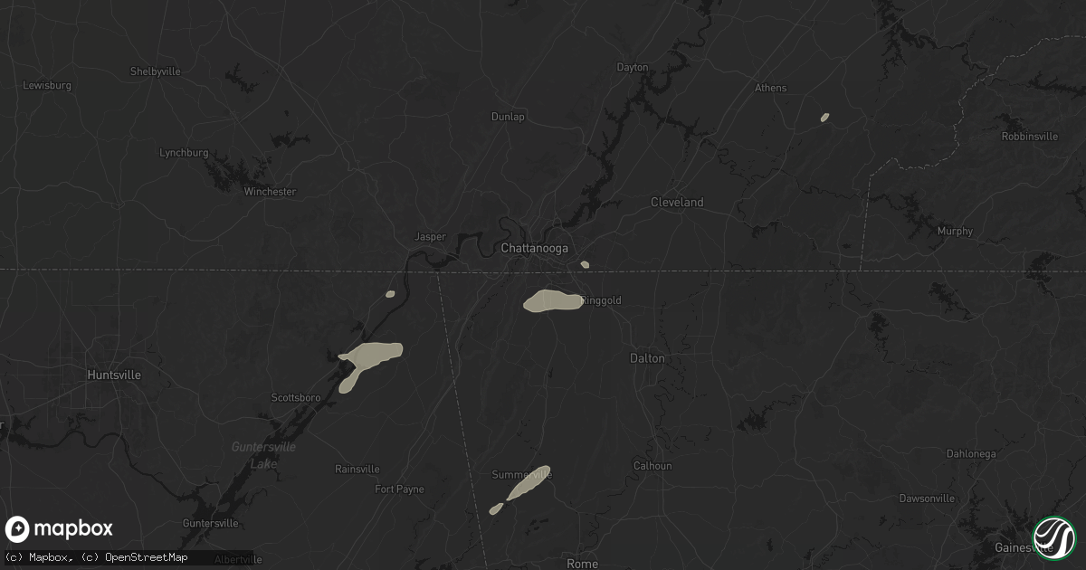 Hail map in Rossville, GA on August 1, 2026