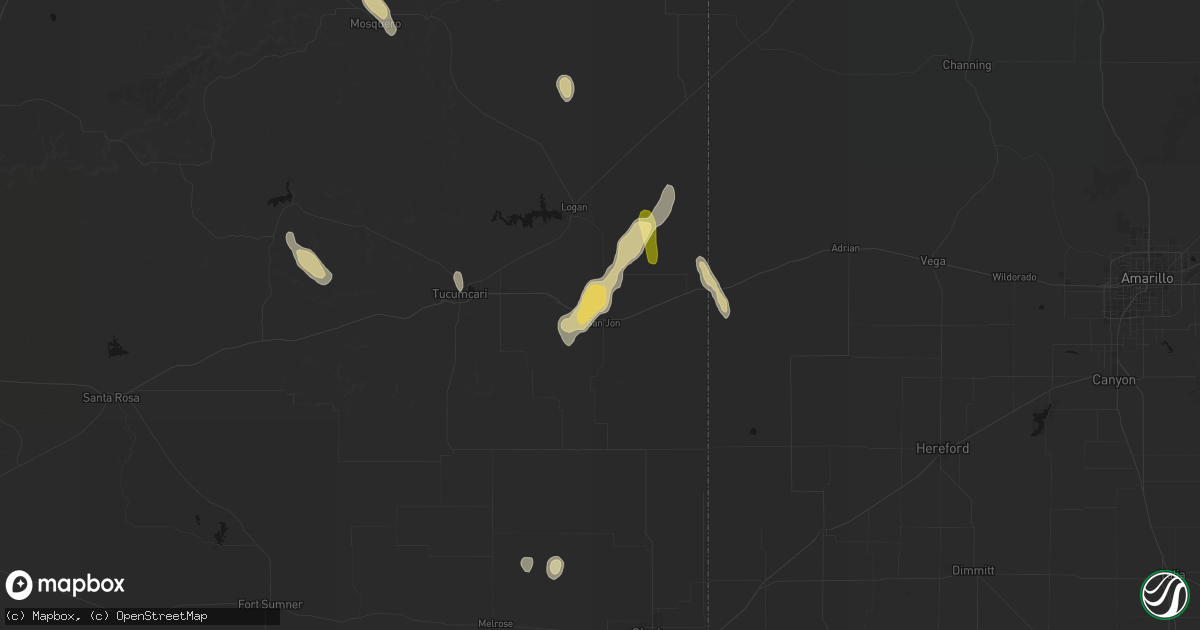 Hail map in San Jon, NM on August 1, 2026