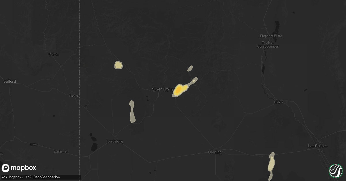 Hail map in Santa Clara, NM on August 1, 2026