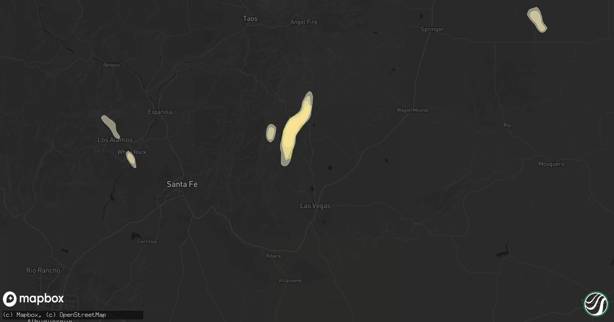 Hail map in Sapello, NM on August 1, 2026