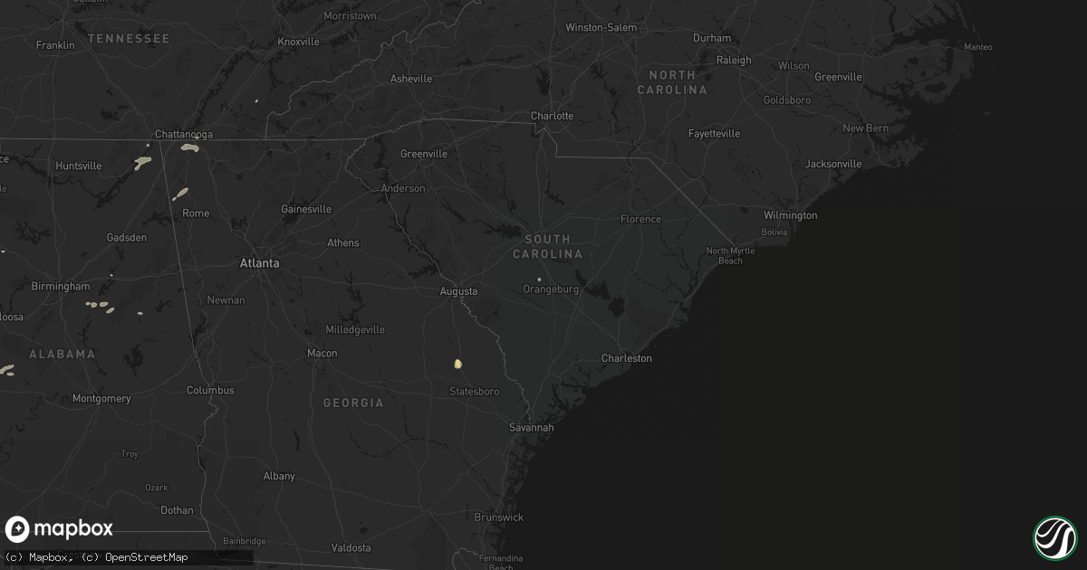 Hail map in South Carolina on August 1, 2026