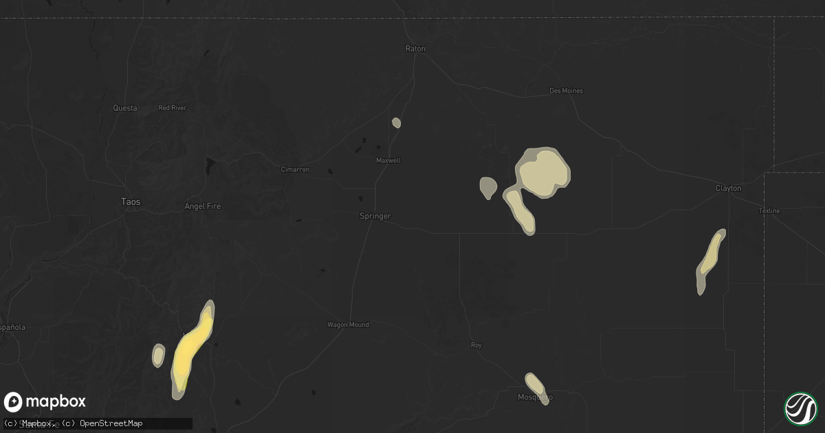 Hail map in Springer, NM on August 1, 2026