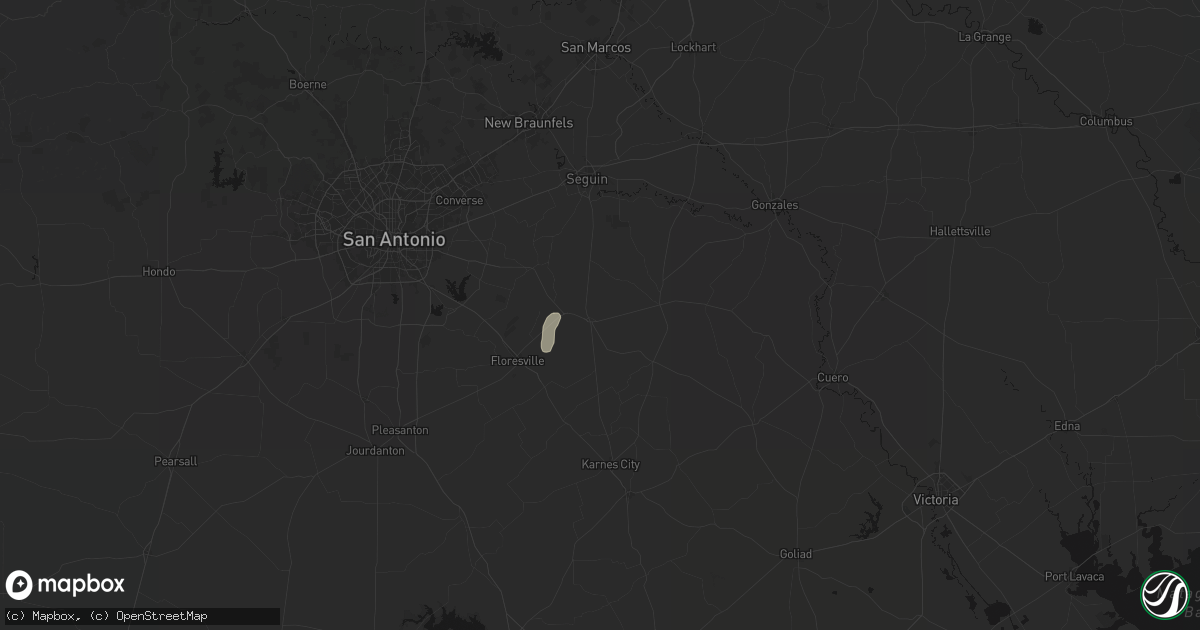 Hail map in Stockdale, TX on August 1, 2026