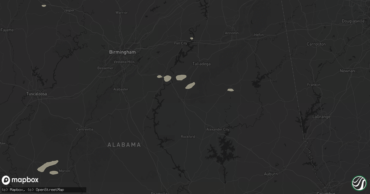 Hail map in Sylacauga, AL on August 1, 2026