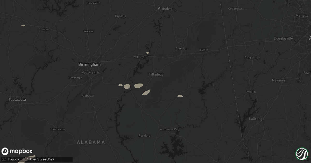 Hail map in Talladega, AL on August 1, 2026