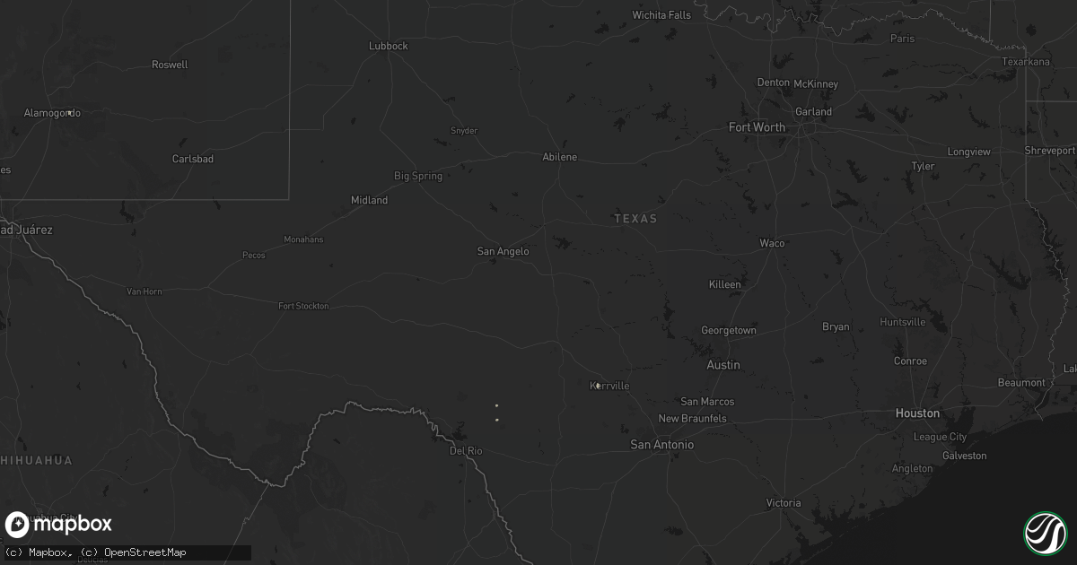 Hail map in Texas on August 1, 2026