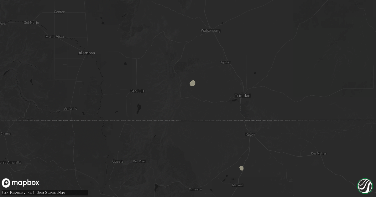 Hail map in Weston, CO on August 1, 2026