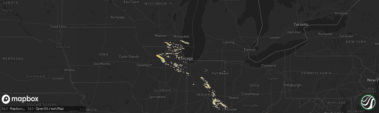 Hail map in Illinois on August 2, 2011