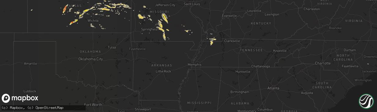 Hail map on August 2, 2013