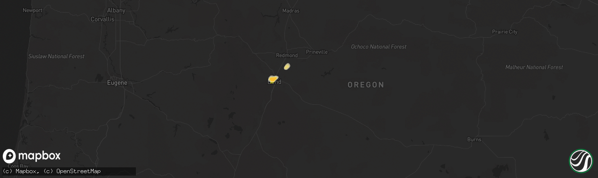 Hail map in Bend, OR on August 2, 2014