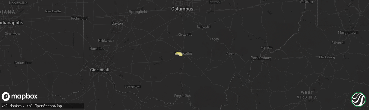 Hail map in Chillicothe, OH on August 2, 2014