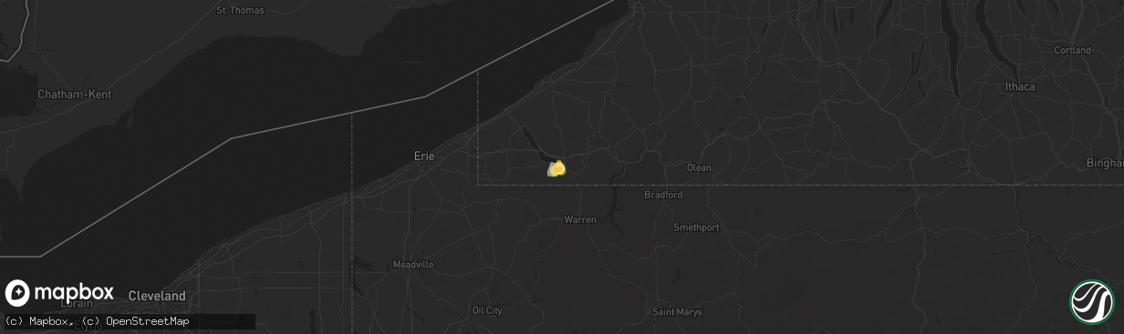 Hail map in Jamestown, NY on August 2, 2014