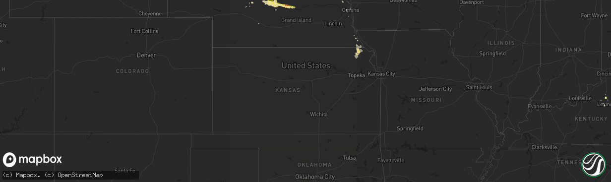 Hail map in Kansas on August 2, 2014