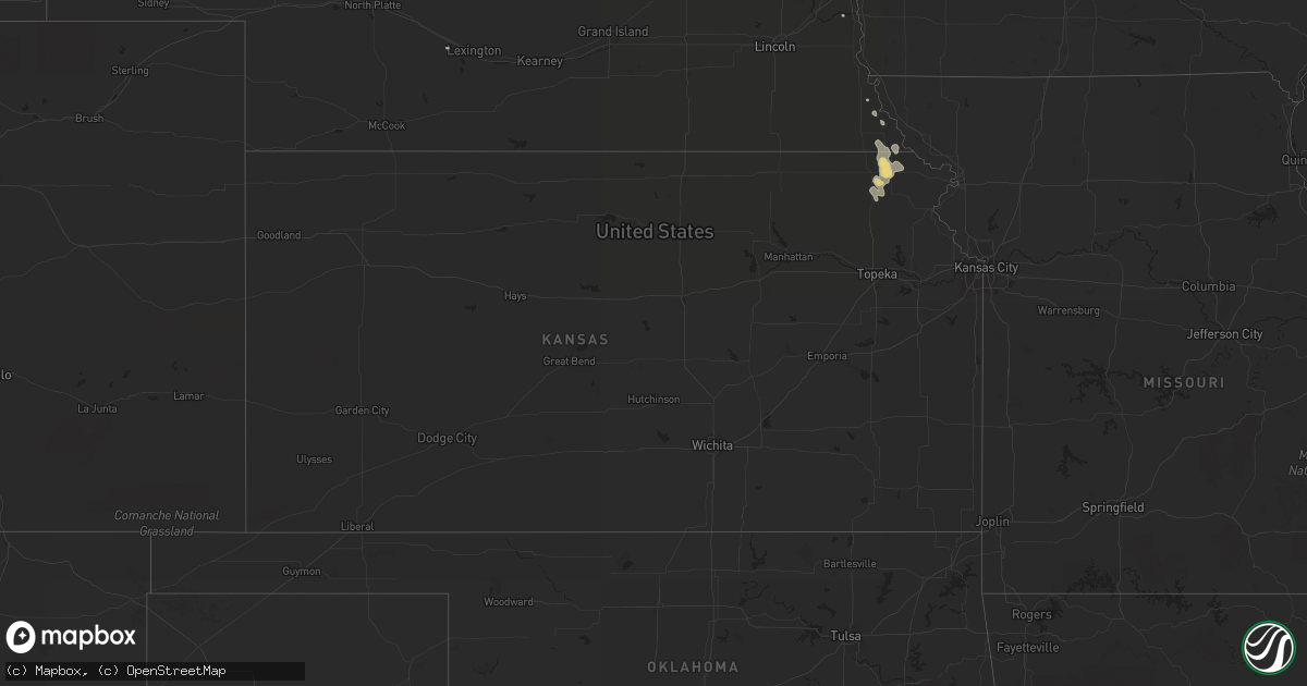 Hail map in Kansas on August 2, 2014