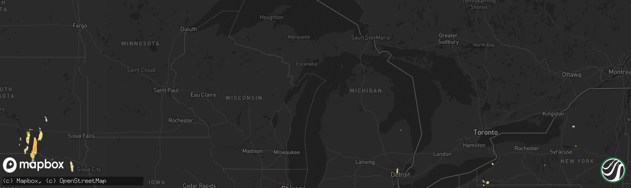 Hail map in Michigan on August 2, 2014