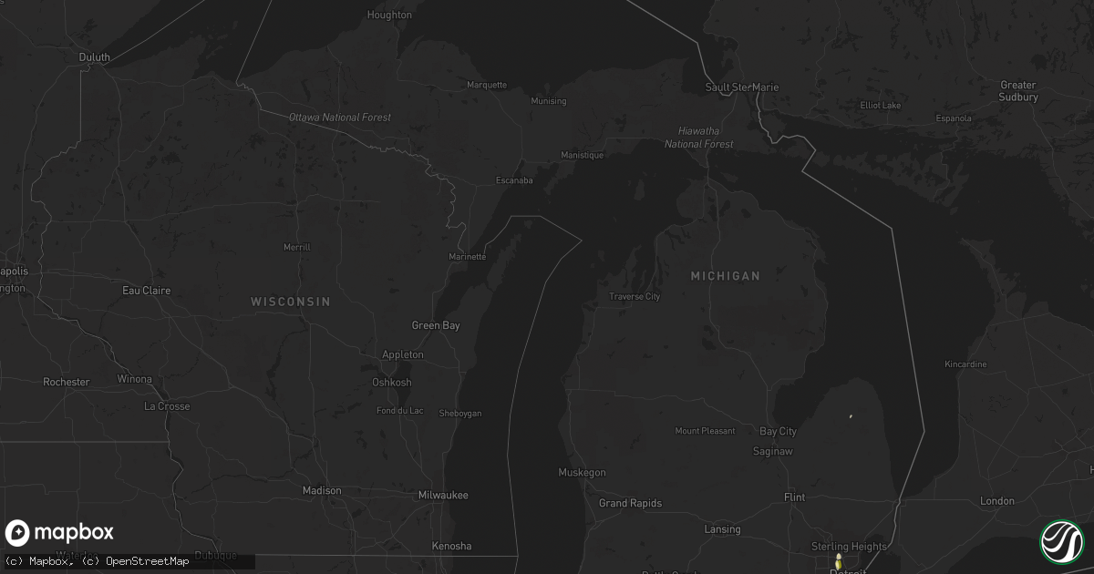 Hail map in Michigan on August 2, 2014