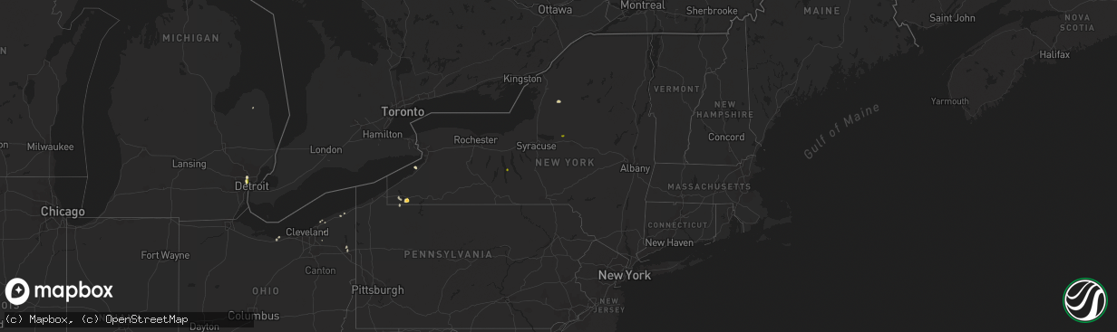 Hail map in New York on August 2, 2014