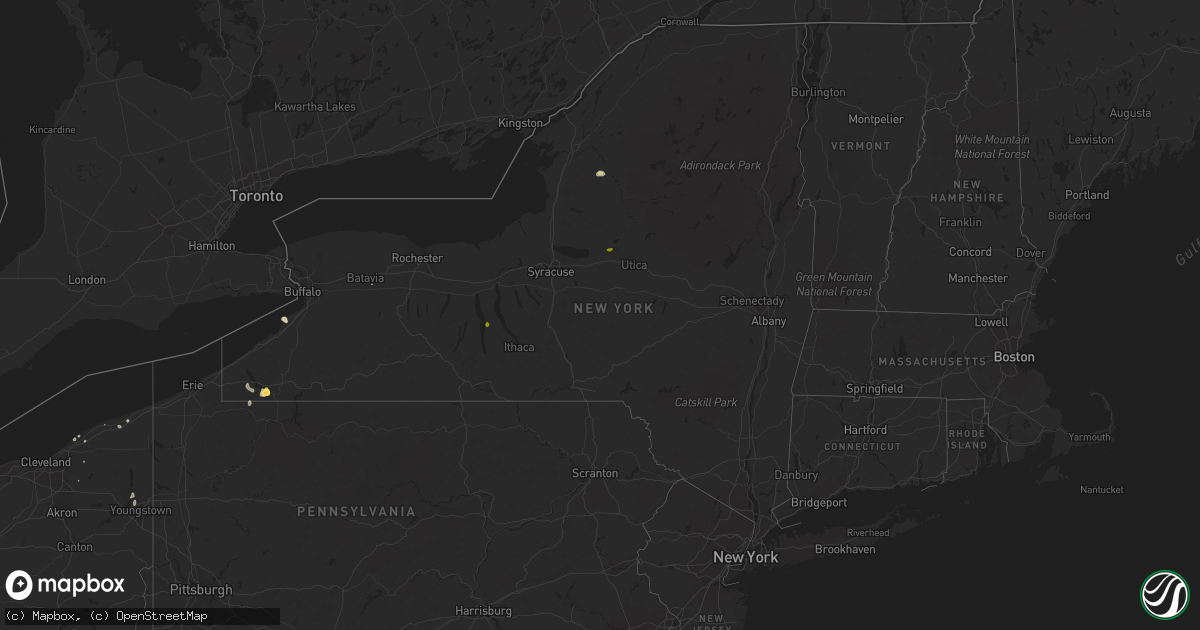 Hail map in New York on August 2, 2014