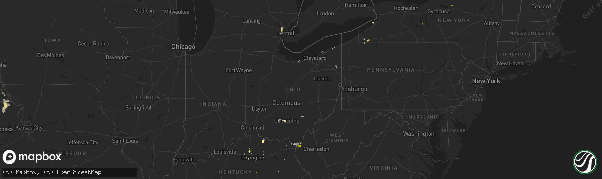 Hail map in Ohio on August 2, 2014