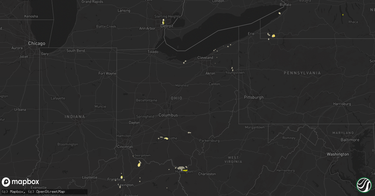 Hail map in Ohio on August 2, 2014