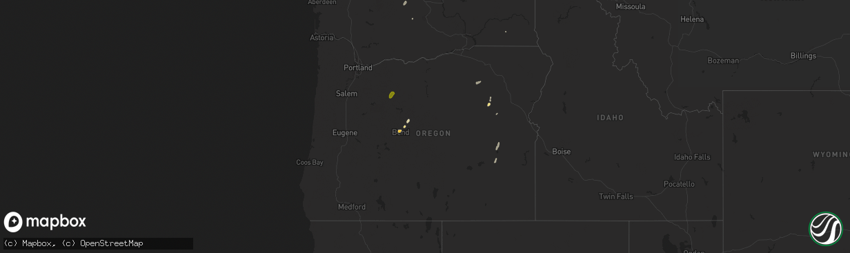 Hail map in Oregon on August 2, 2014