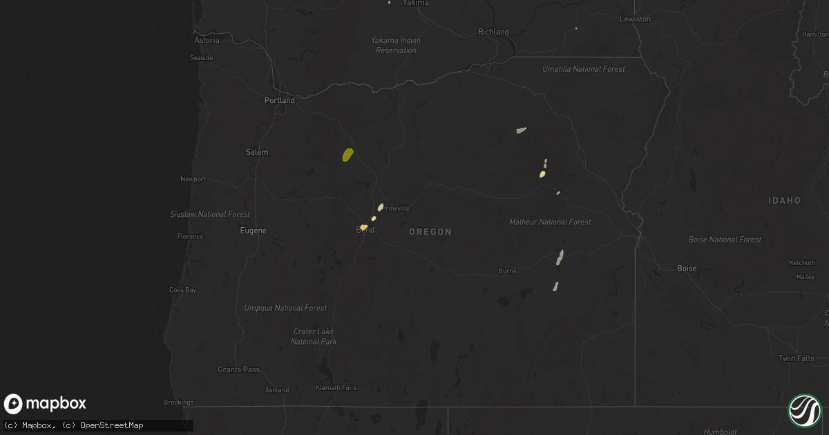 Hail map in Oregon on August 2, 2014