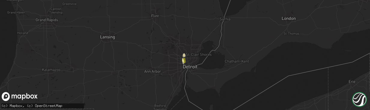 Hail map in Royal Oak, MI on August 2, 2014