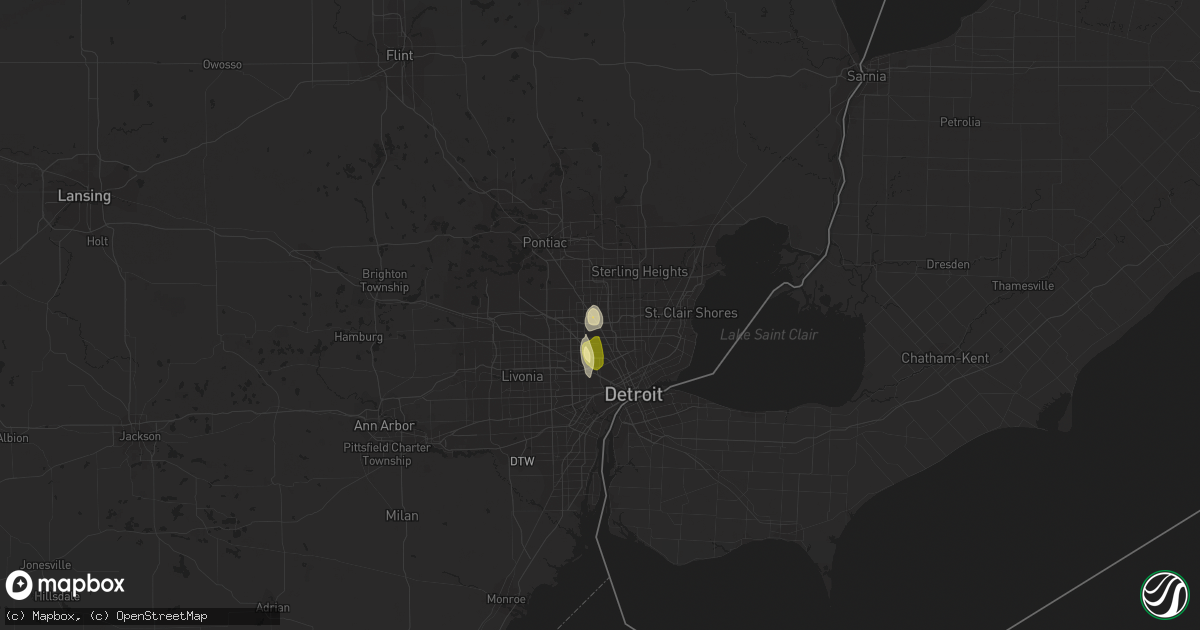 Hail map in Royal Oak, MI on August 2, 2014
