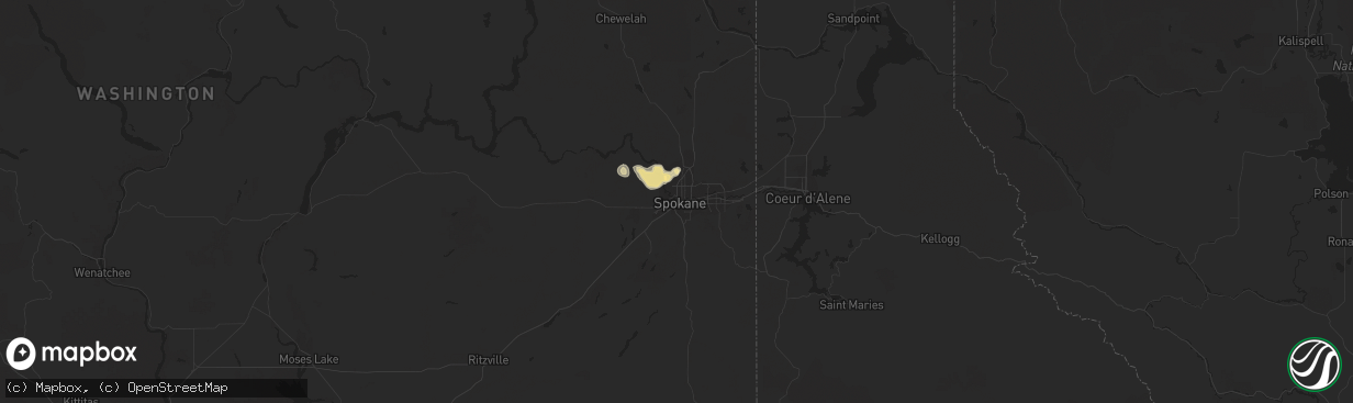 Hail map in Spokane, WA on August 2, 2014