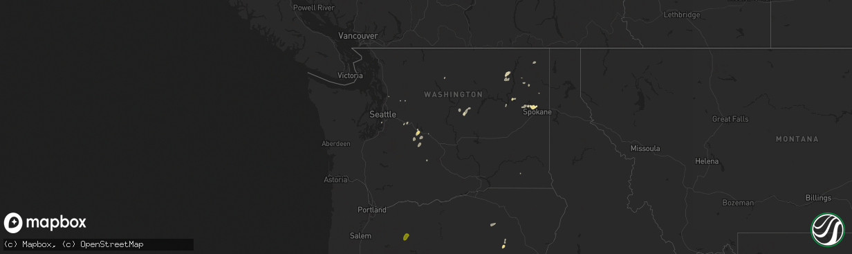 Hail map in Washington on August 2, 2014