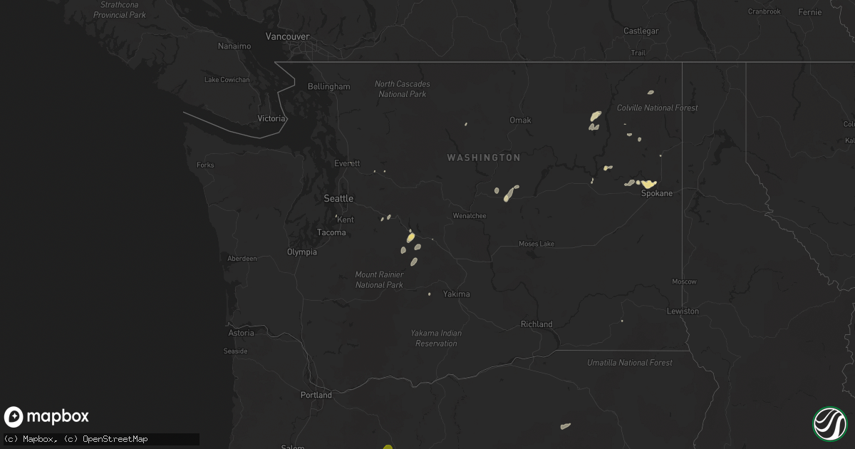 Hail map in Washington on August 2, 2014
