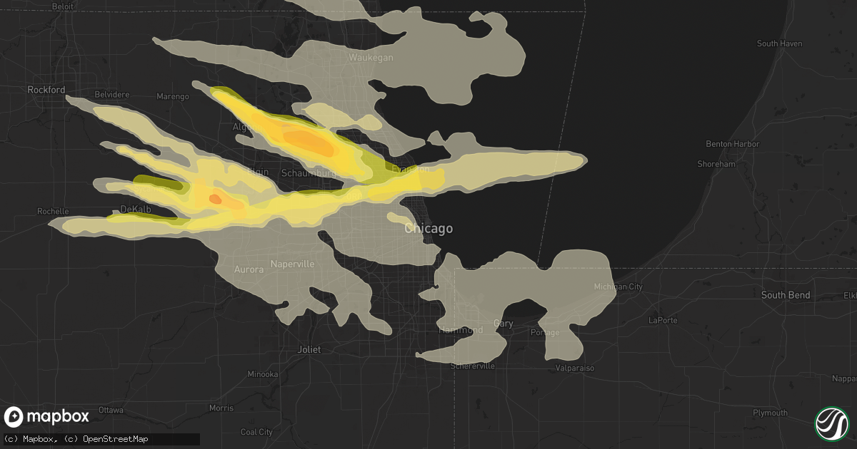 Hail map in Chicago, IL on August 2, 2015