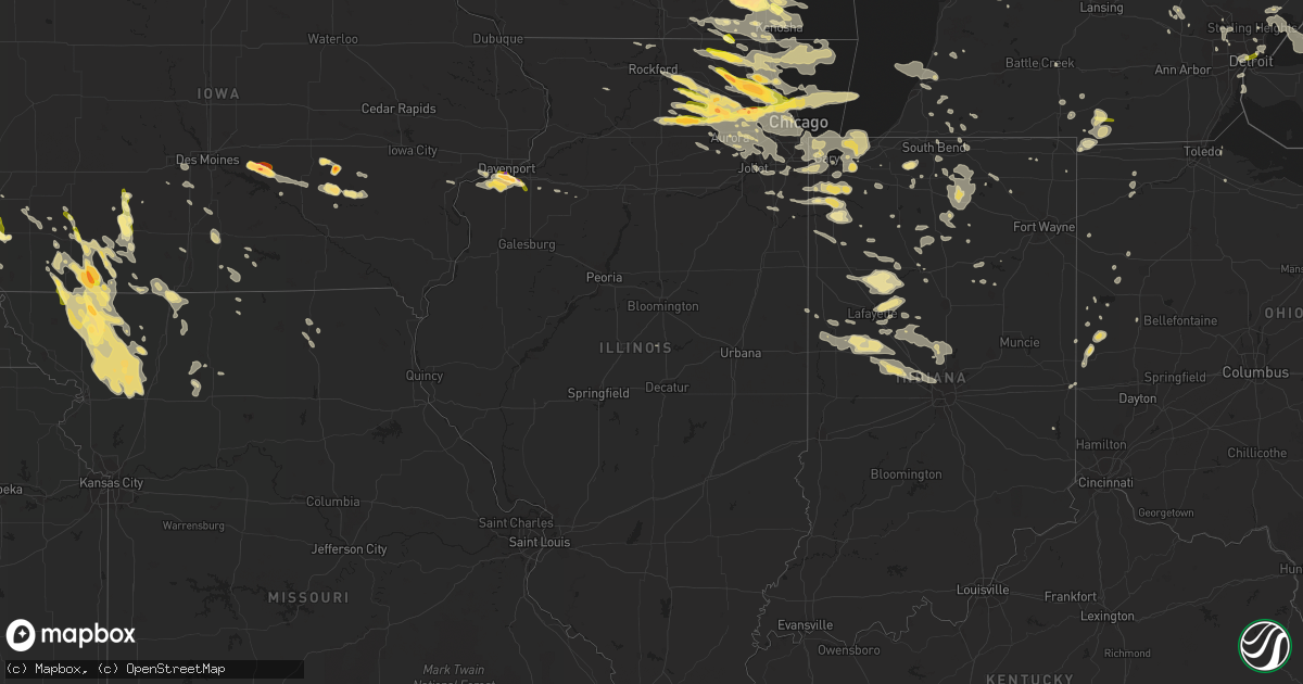 Hail map in Illinois on August 2, 2015