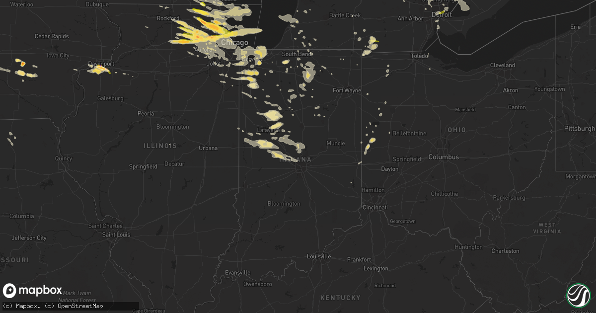 Hail map in Indiana on August 2, 2015