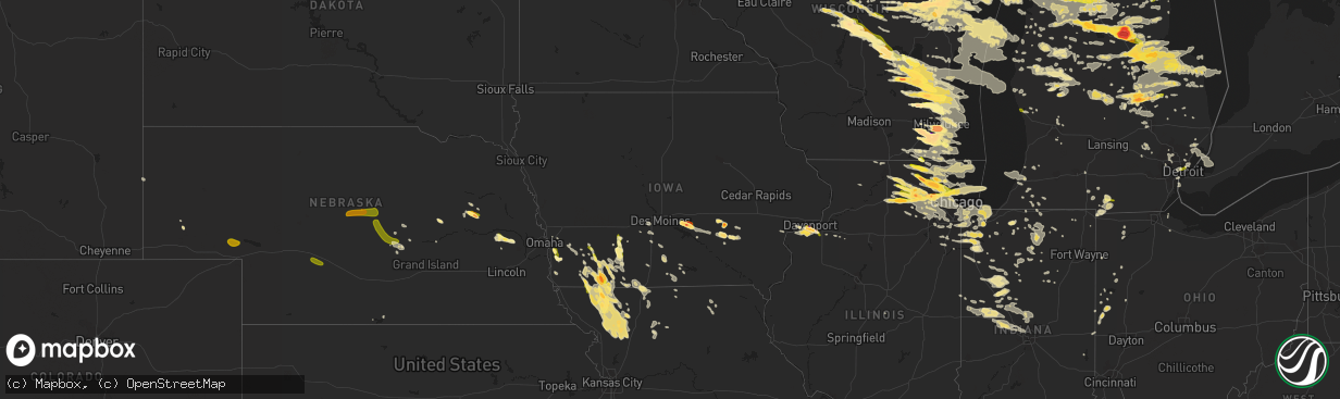 Hail map in Iowa on August 2, 2015