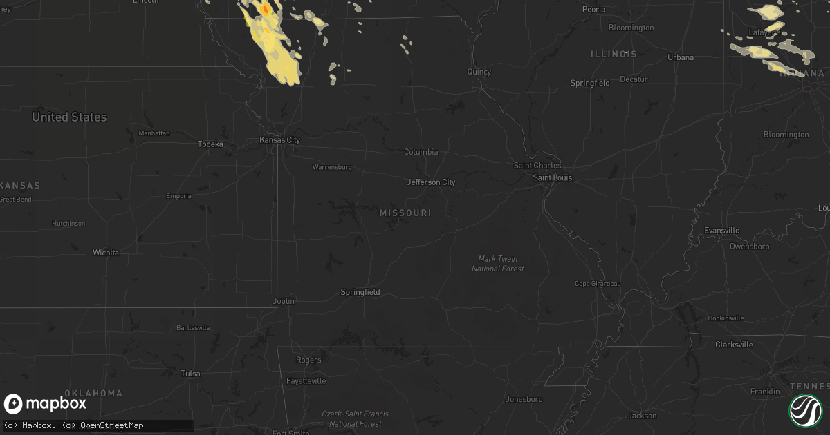 Hail map in Missouri on August 2, 2015