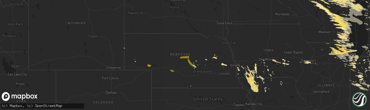 Hail map in Nebraska on August 2, 2015