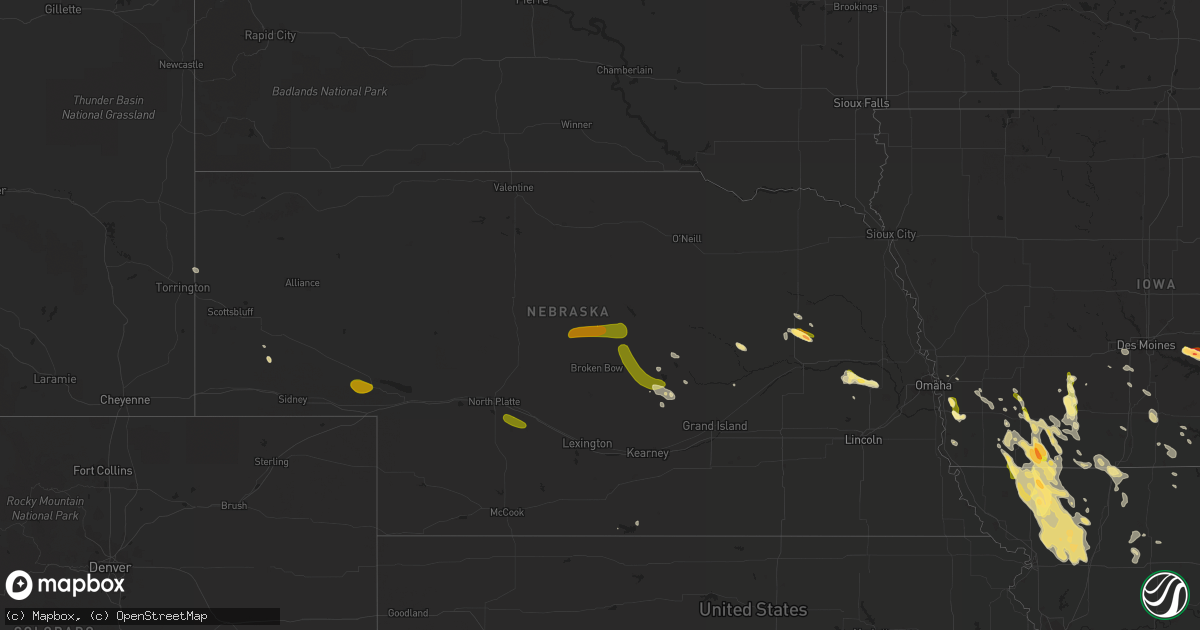 Hail map in Nebraska on August 2, 2015