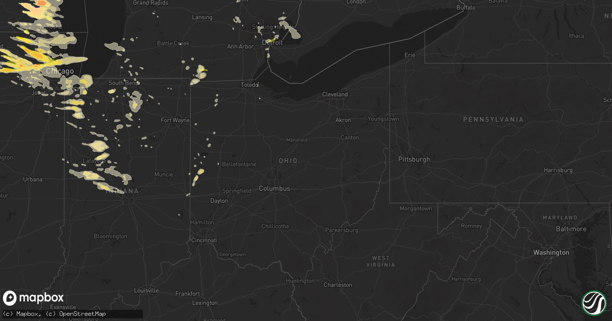 Hail map in Ohio on August 2, 2015
