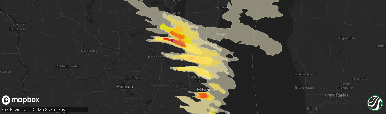 Hail map in West Bend, WI on August 2, 2015