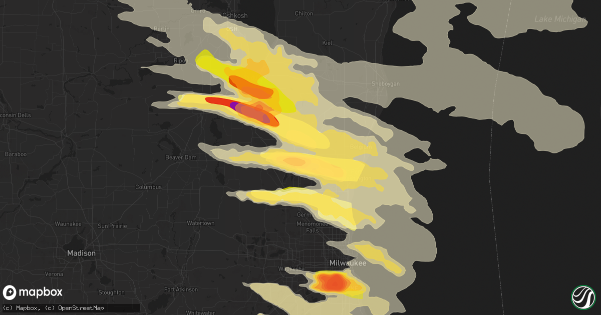 Hail map in West Bend, WI on August 2, 2015