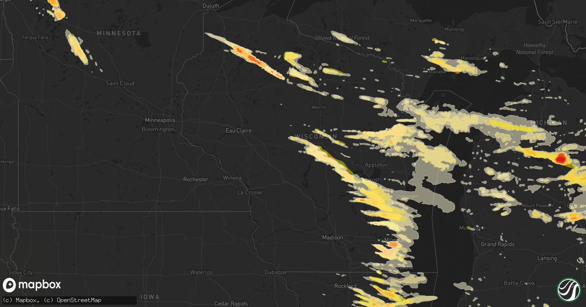 Hail map in Wisconsin on August 2, 2015
