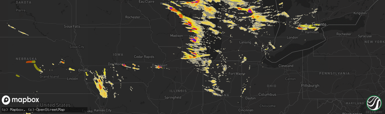 Hail map on August 2, 2015