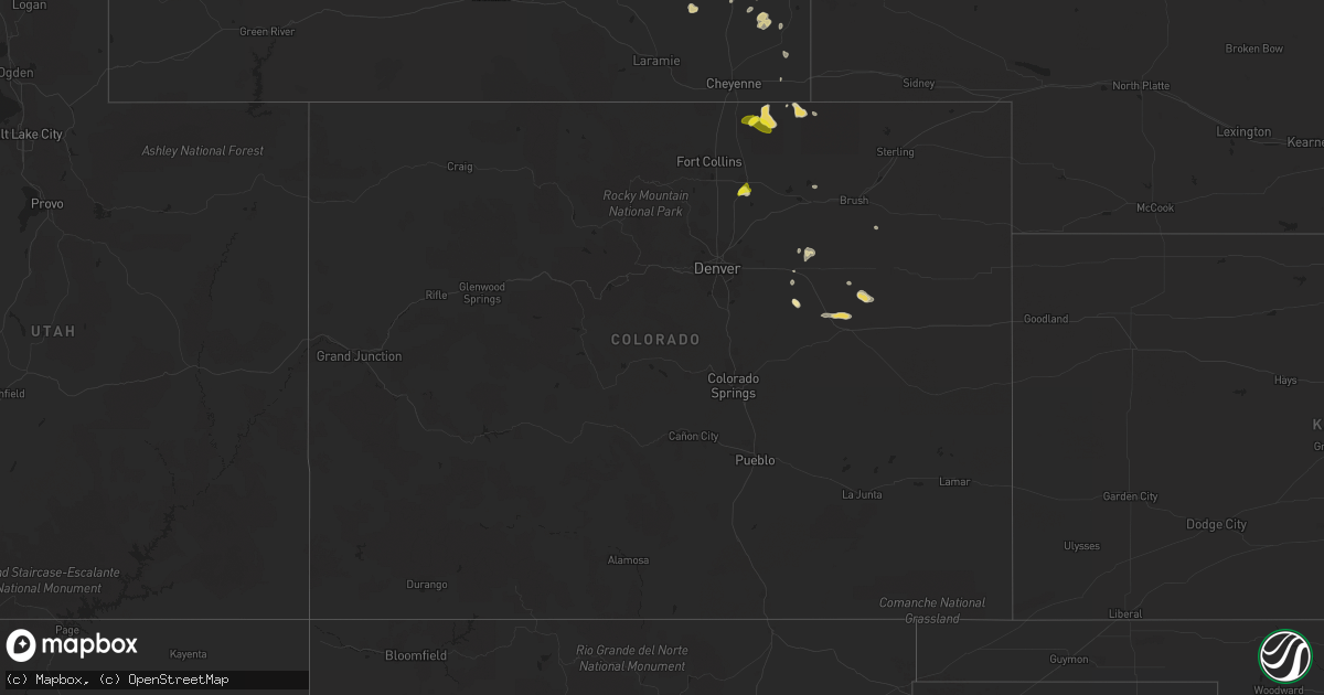 Hail map in Colorado on August 2, 2016