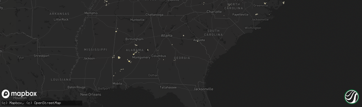 Hail map in Georgia on August 2, 2016