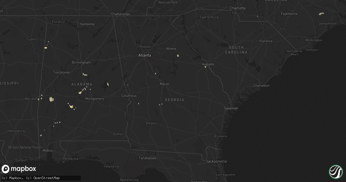 Hail map in Georgia on August 2, 2016
