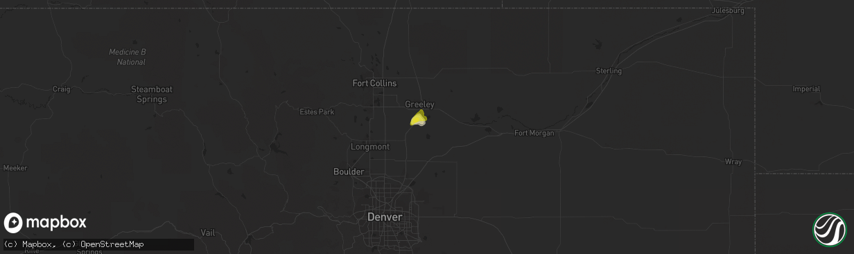 Hail map in La Salle, CO on August 2, 2016