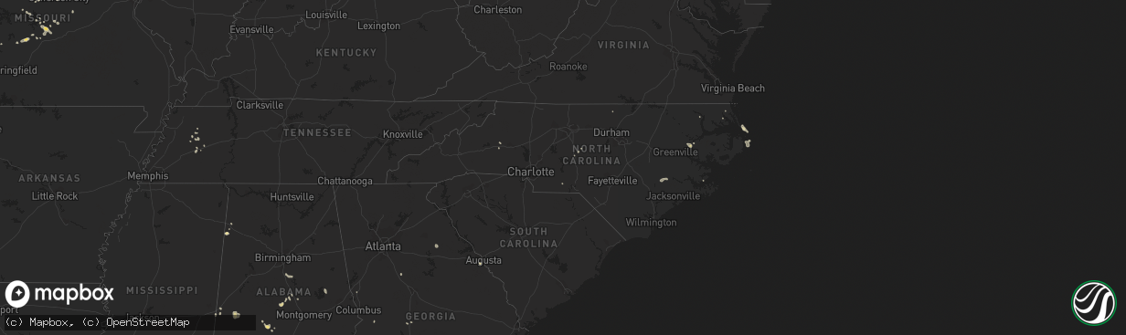 Hail map in North Carolina on August 2, 2016