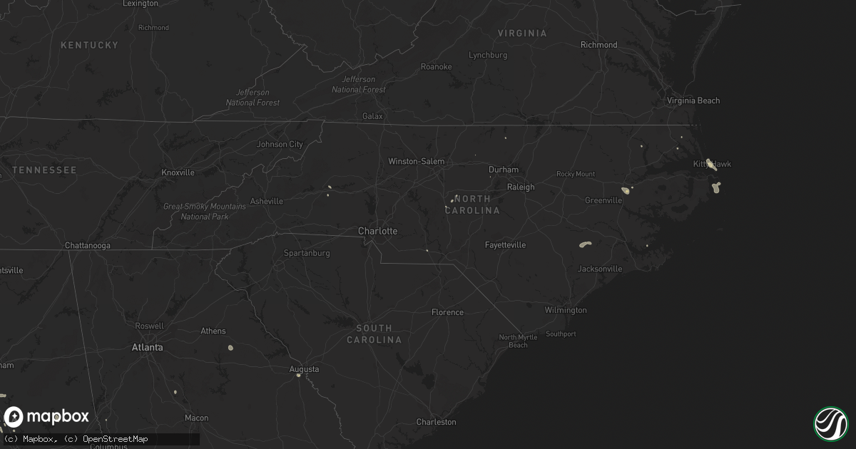 Hail map in North Carolina on August 2, 2016